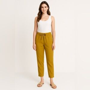 J.Jill Linen Blend Drawstring Tapered Pants Mustard Yellow Size M Comfort Fit